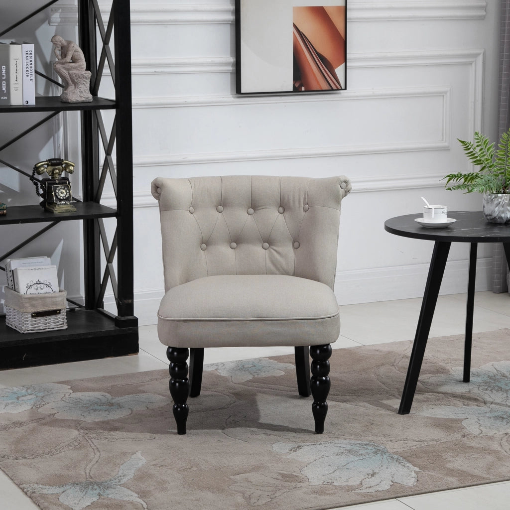 Poltrona Relax Vintage in Tela Beige con Gambe in Legno ¨C zephmum ¨C 100x80x90