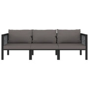 Divano a 3 Posti con Cuscini Antracite in Polyrattan 49400