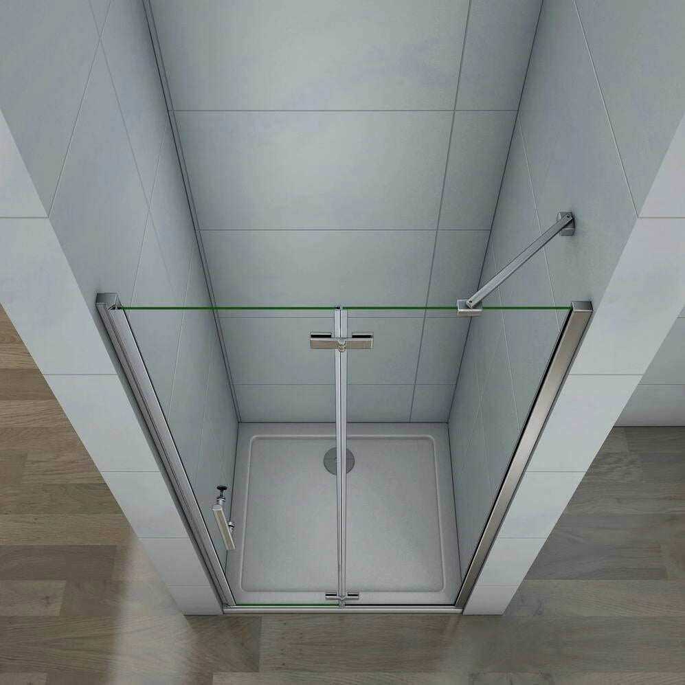 195 cm Porta Doccia per Nicchia Apertura Battente con Barra Stabilizzatrice Vetro 6 mm Temperato Trasparente Anticalcare Larga 80 cm