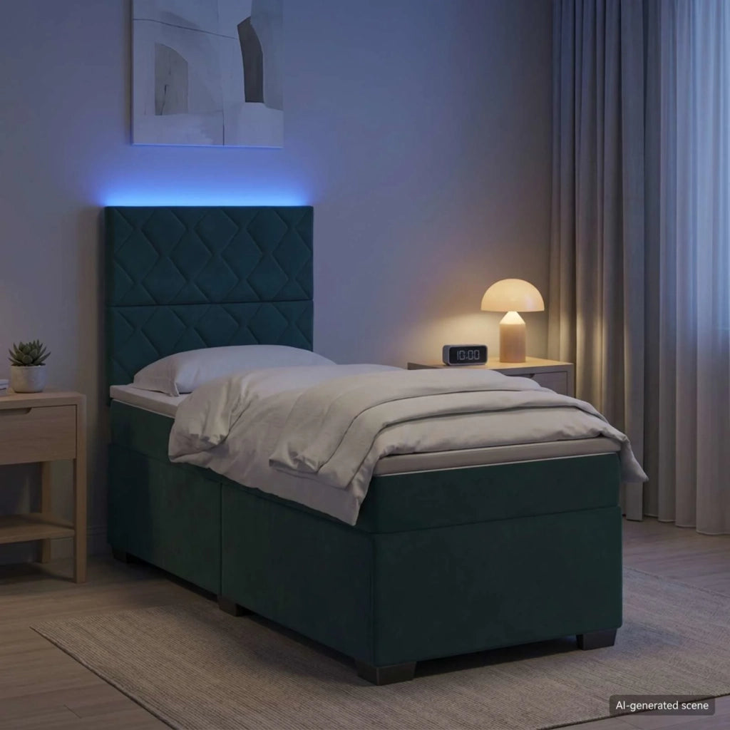 Letto box spring con materasso Verde Scuro 80 x 200 cm Velluto 3455003