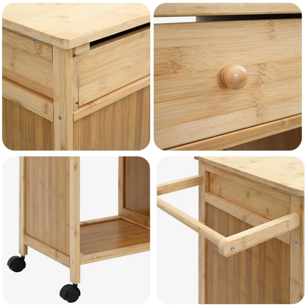 Carrello da Cucina con Ruote Naturale 90,5 x 36 x 86,5 cm Bamb¨´ CFW7358119