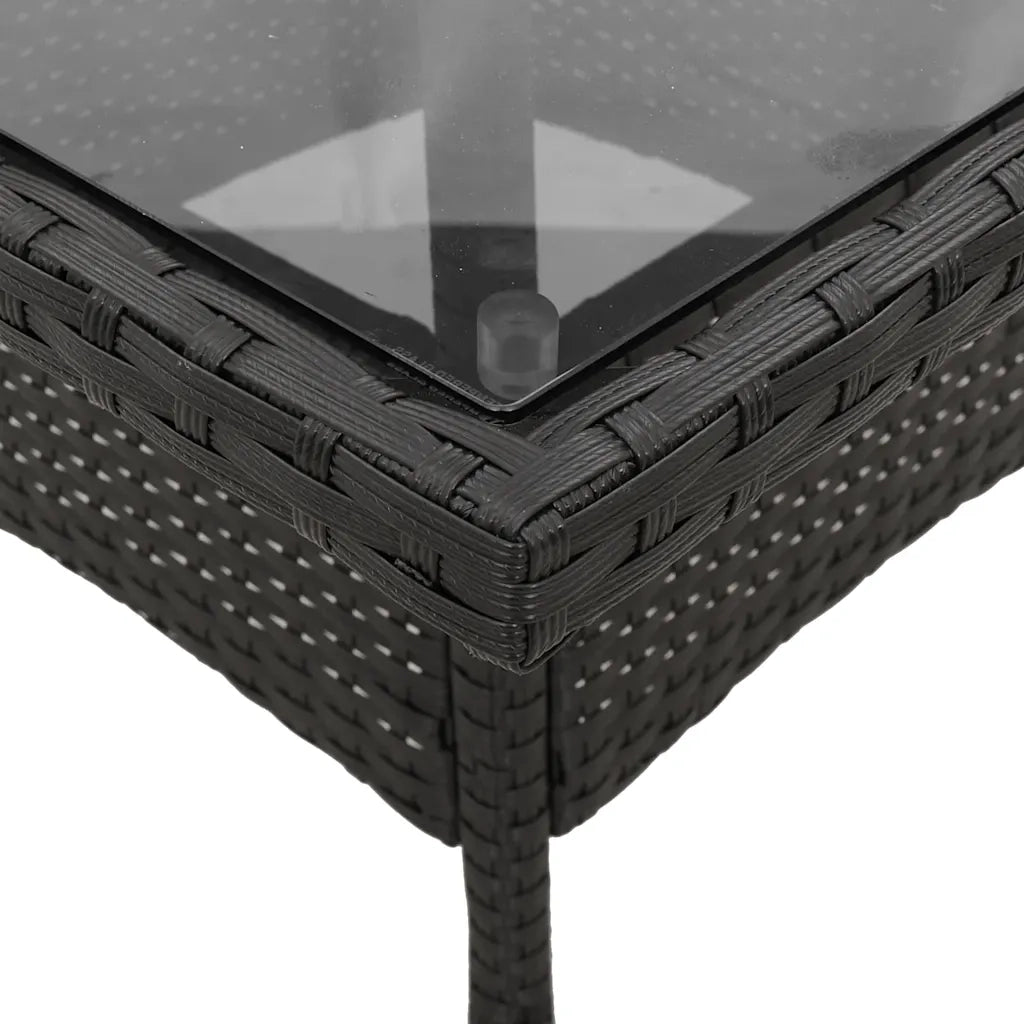 Set da Pranzo da Giardino 3 pz con Cuscini Polyrattan e Vetro