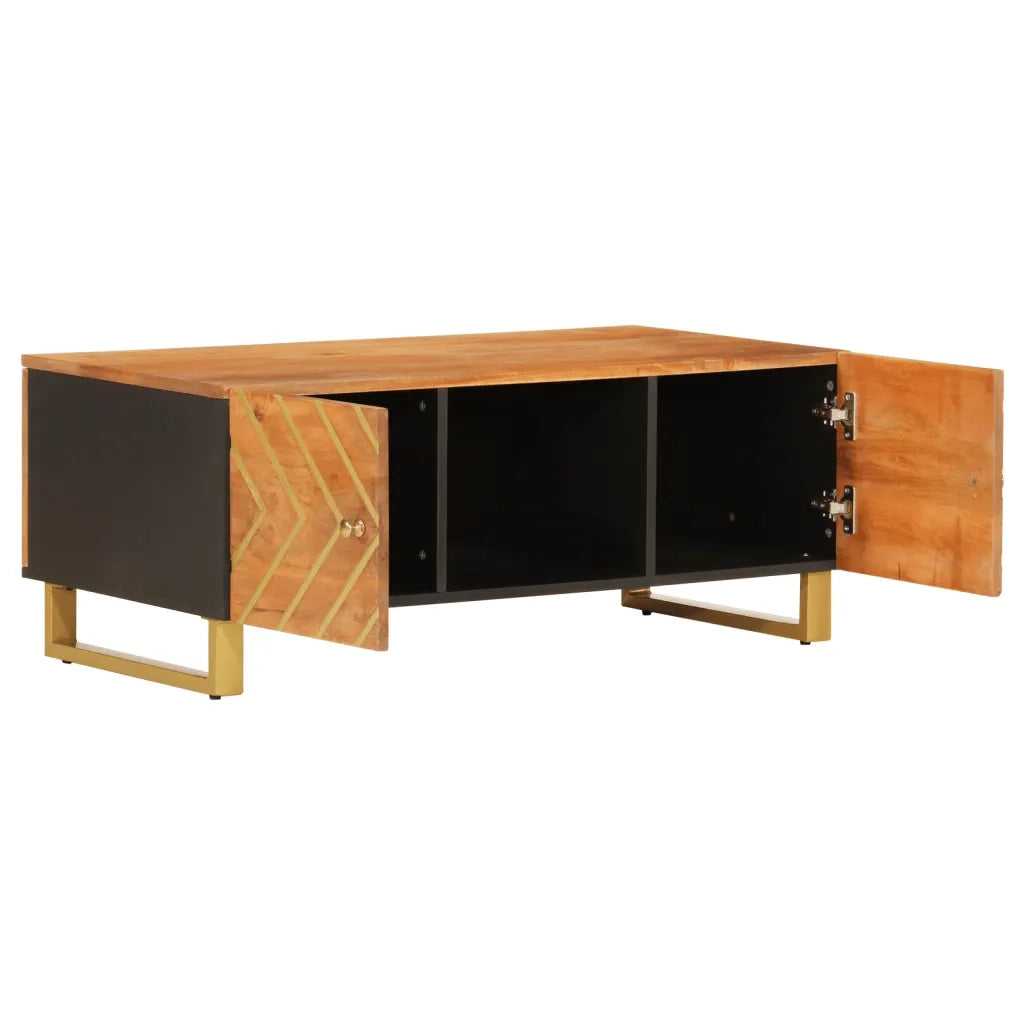 Tavolino da Salotto-Tavolino da soggiorno-Tavolo Marrone e Nero 100x54x40 cm Legno di Mango