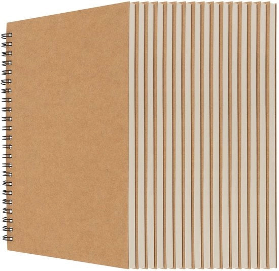 Libretto di disegno a spirale 16 pezzi - A5 - 30 fogli da 60 pagine - Copertina in kraft - Ideale per artisti - Quaderno di note