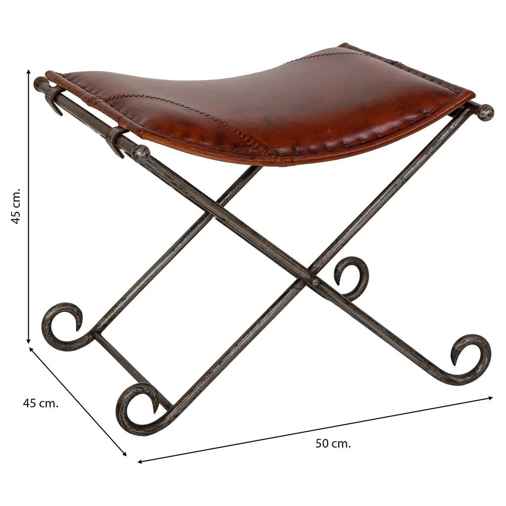 Sgabello marrone con gambe in metallo 50x45x45h cm
