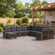 Set Divano da Giardino 11 pz Grigio polyrattan 3436205