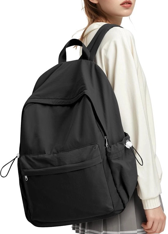 Borsa da Spalla per Ragazze Studentesse, Borsa da Scuola Leggera per Ragazze, Borsa da Viaggio per Donne, Borsa da Spalla per la Scuola, Borsa da Giorno in Pelle, Nero