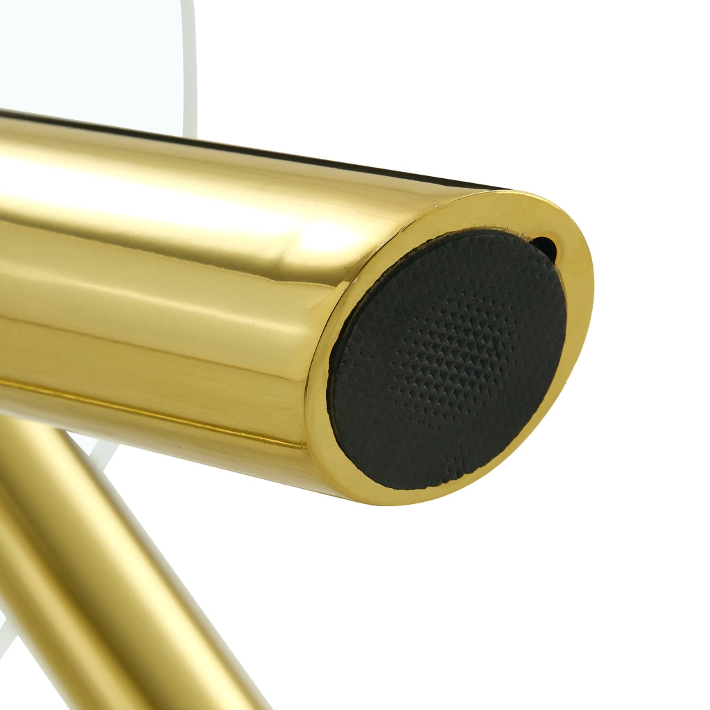 Tavolo da Pranzo Rotondo ¨C MINIMAL ¨C Vetro Temperato, Gambe in Metallo Oro, ?89 cm