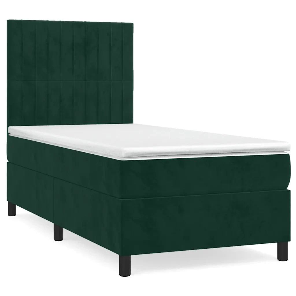 Giroletto a Molle con Materasso-Struttura Letto Verde Scuro 90x190 cm Velluto 463325
