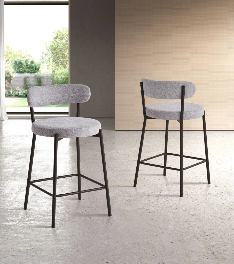 Set 2 sgabelli Hispanohogar ferro e tessuto grigio 87×48×47 cm