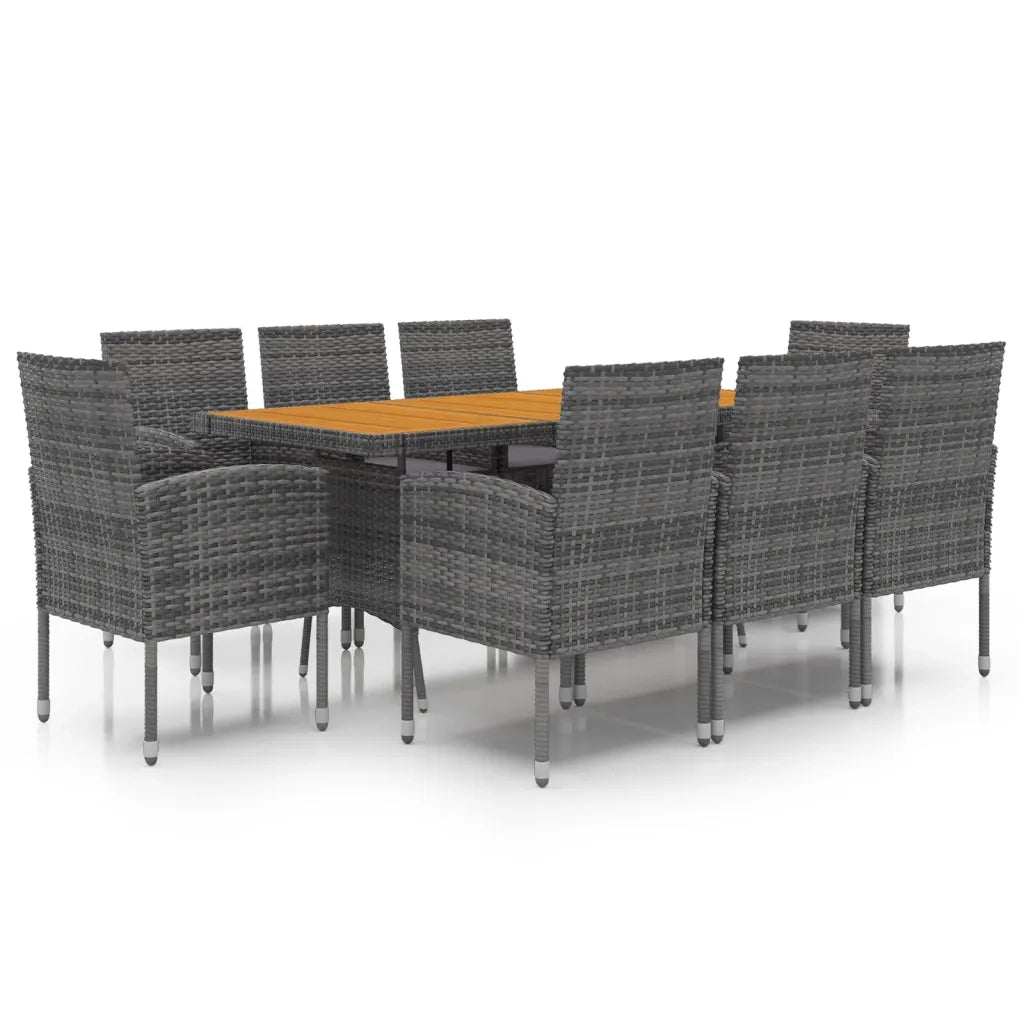 Set da Pranzo per Esterni 9 pz in Polyrattan Grigio 3120115