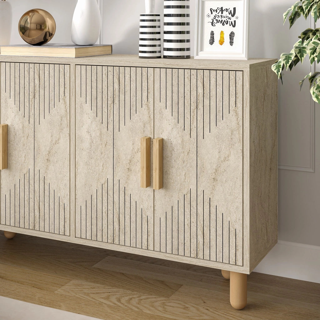 Credenza in legno "Roger" - 120 x 30 x 74 cm - Travertino
