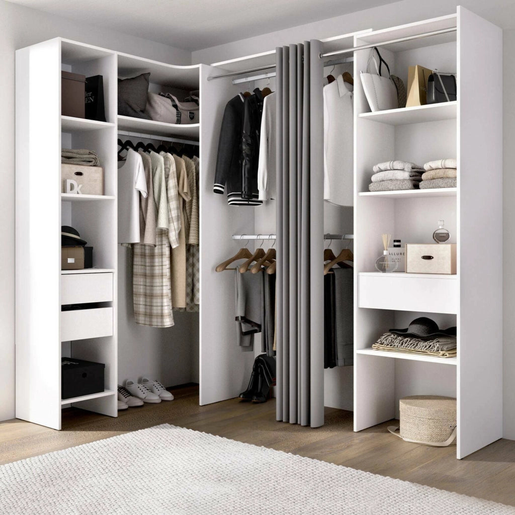 Guardaroba grande Pali, Mobile camera da letto, Cabina armadio portabiti, Armadio appendiabiti, 214x141 h205 cm, Bianco