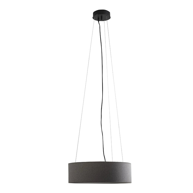 Lampada a Sospensione VIVIEN 48cm con Paralume Cilindrico in Tessuto Antracite e Attacco E27 per Interni - Rossini Group