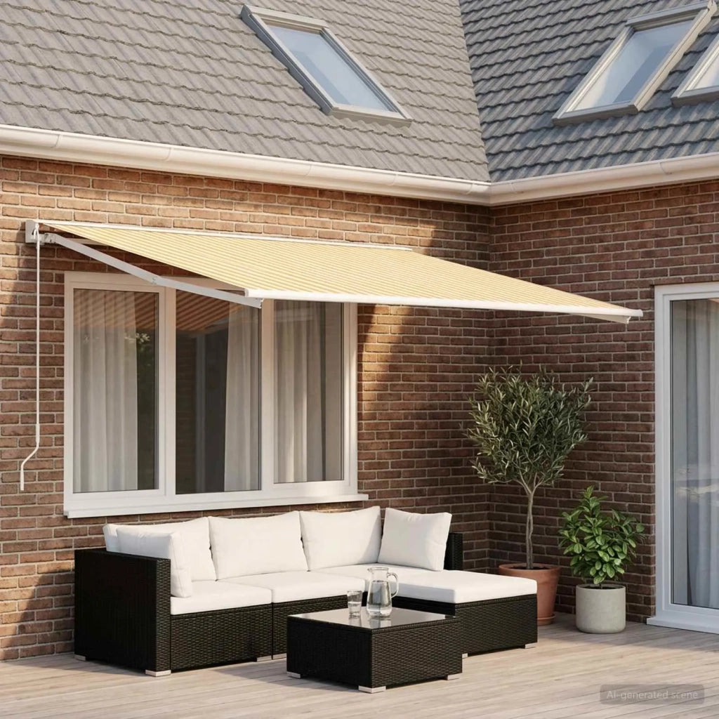 Telo di ricambio per tenda da sole Giallo e Bianco 600 × 300 cm 3444217