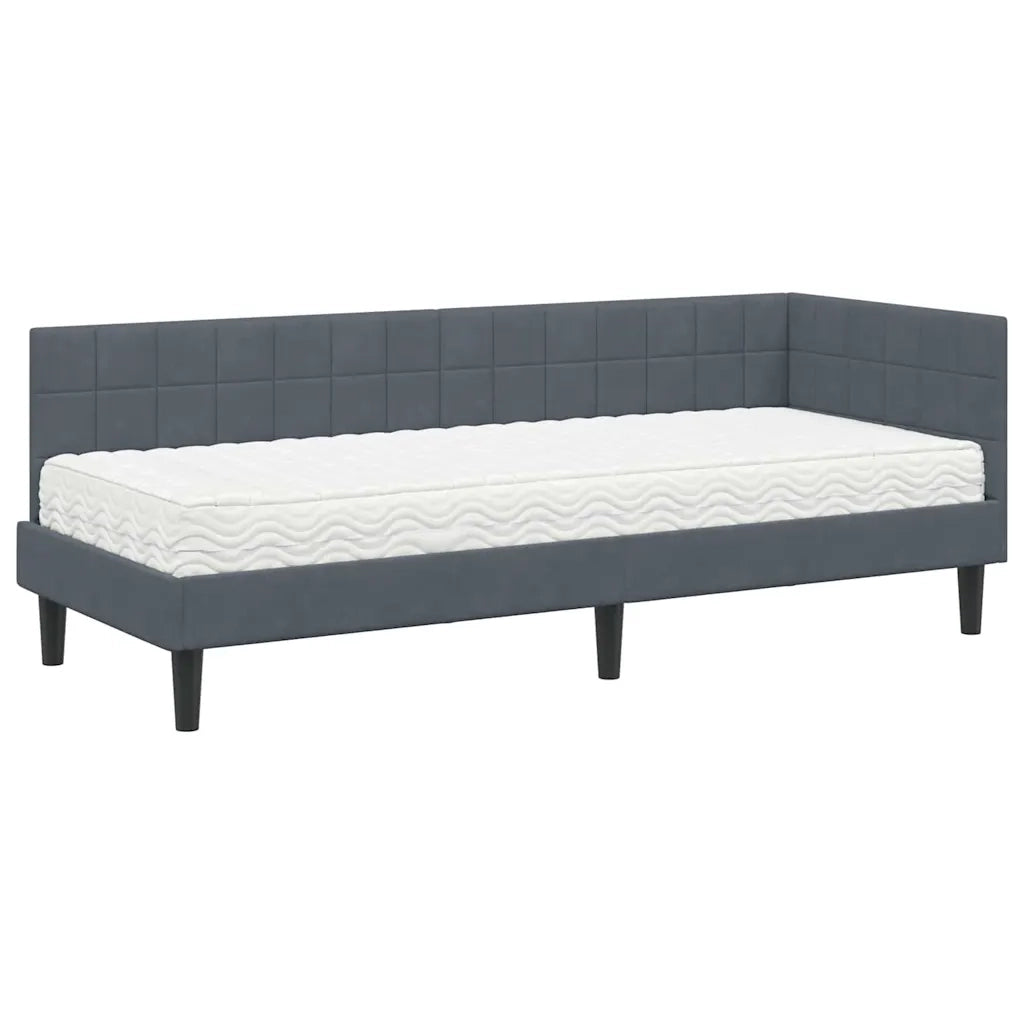 Struttura Letto Angolare con Materasso 2 pcs Grigio Velluto
