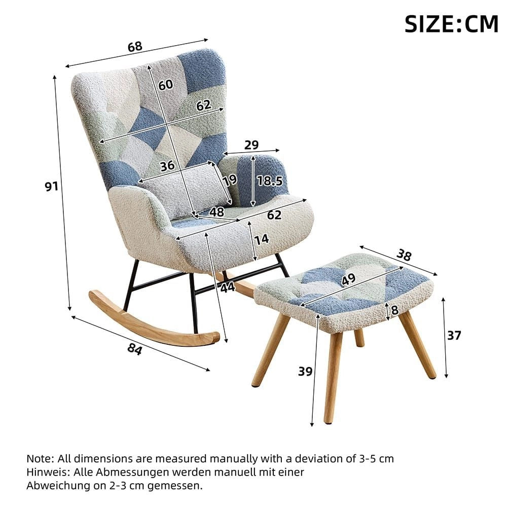 Sedia-Xylo-Relax a dondolo patchwork capacità 110kg