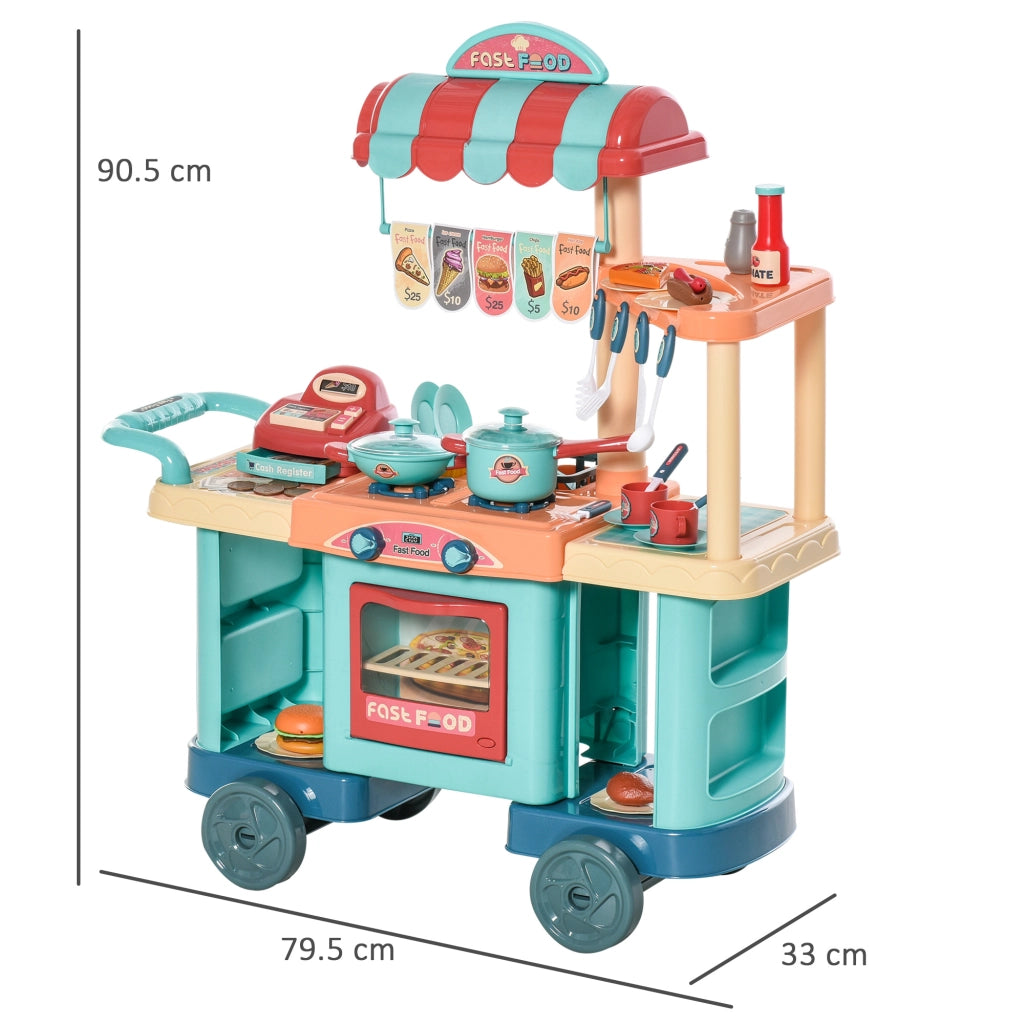 Cucina Giocattolo per Bambini ¨C Xylo ¨C Set con 50 Accessori, Caffetteria e Ristorante, 79.5x33x90.5cm
