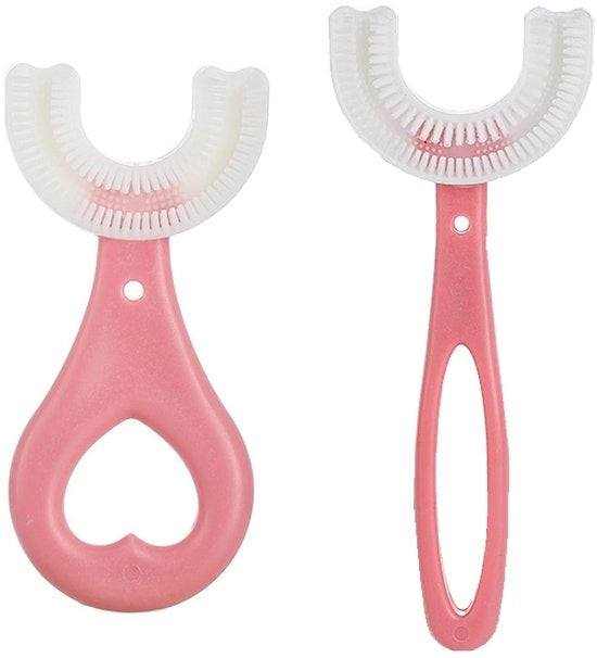Tampone per i denti a forma di U - Setole in silicone - Tessuto per la pulizia dei denti - Adatto per bambini dai 2 ai 12 anni - Portatile - Avvertenza di sicurezza - Tampone per i denti dei bambini