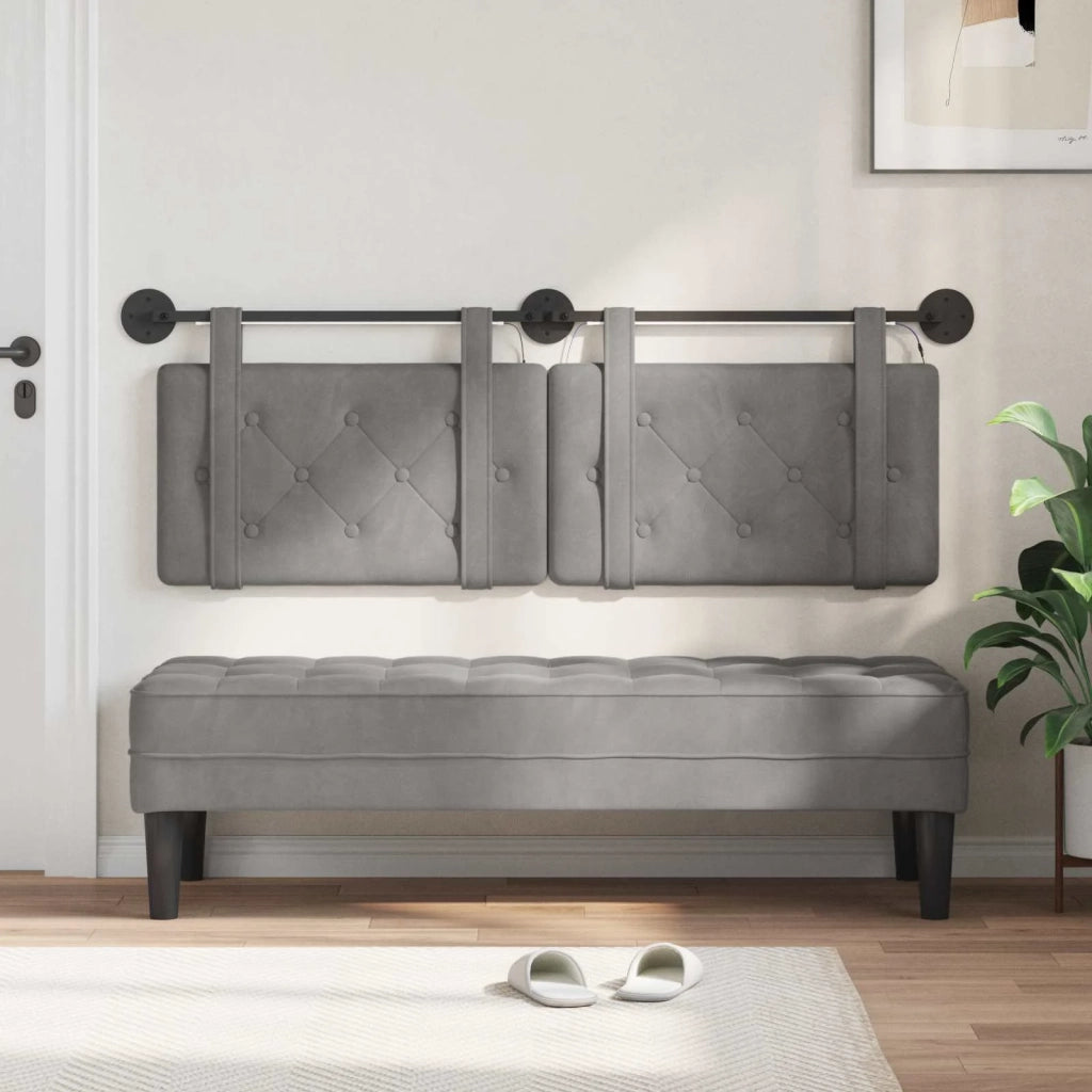 Testiera | Testata sospesa Con luce LED Grigio Chiaro Velluto