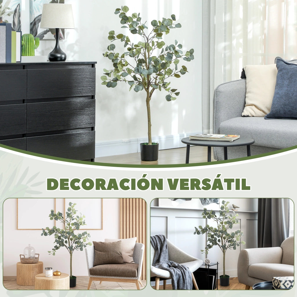 Pianta Artificiale Eucaliptus 120 cm in Vaso per Interni Verde ¨C zephmum ¨C Verde Sintetico