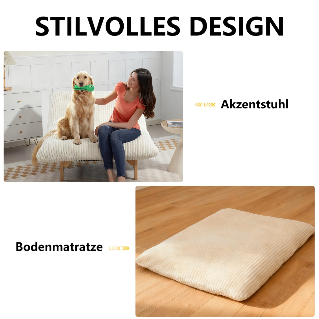 POLTRONA SACCO in velluto a coste bianco