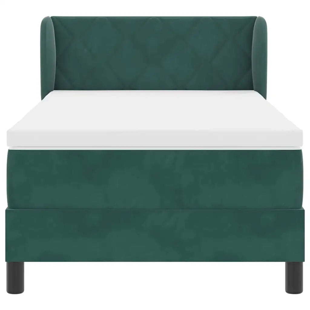 Letto a molle con testiera Verde scuro 90 x 200 cm Velluto 3340427