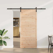 Porta scorrevole Naturale 100 x 208 cm Legno Massello di Pino 3445631