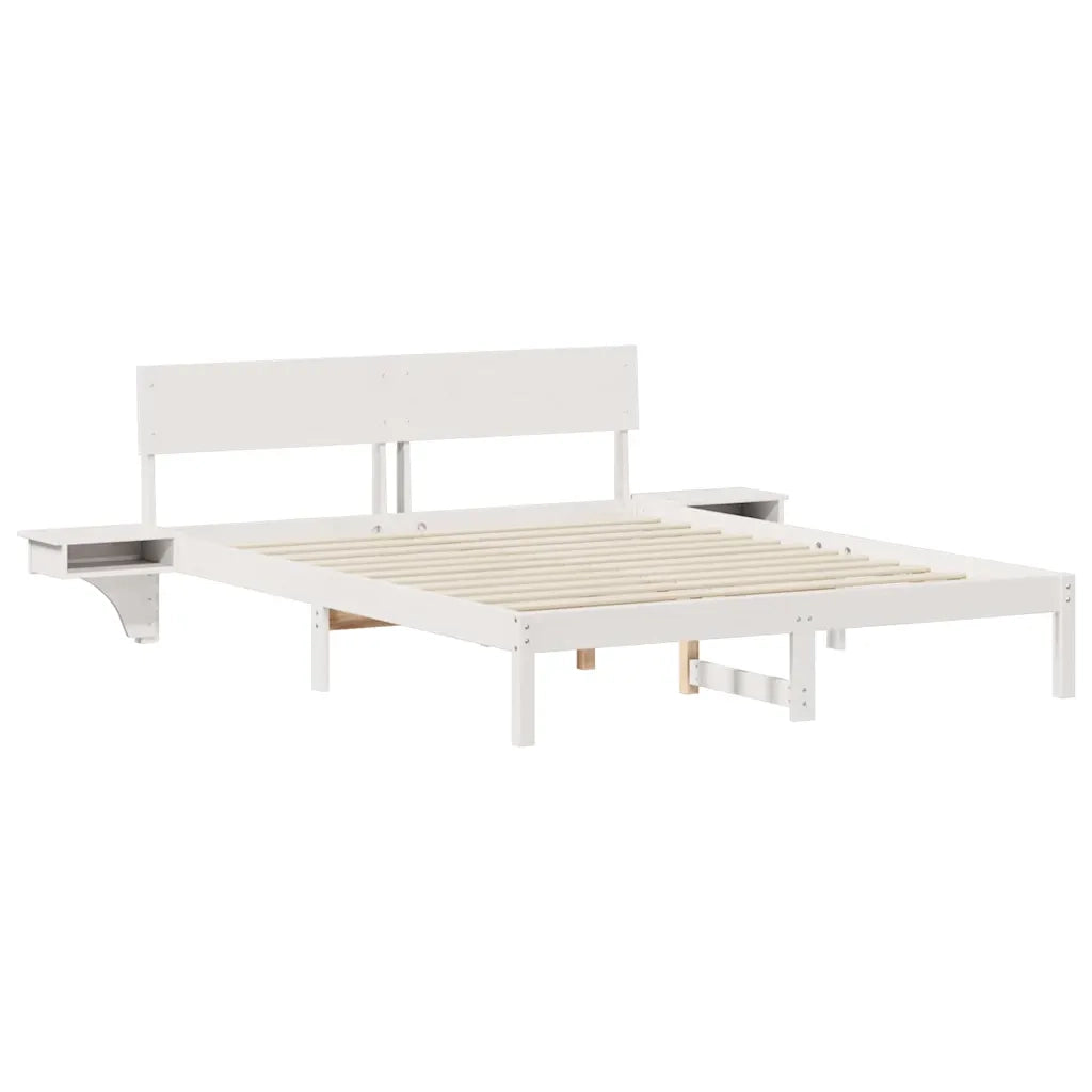 Struttura del letto-Giroletto-Rete del Letto Bianco 160 x 200 cm Pino massello 494116