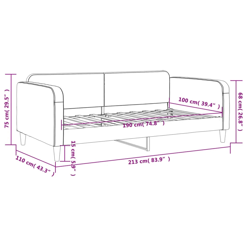 Letto da Giorno Grigio Chiaro 100x190 cm in Tessuto 354048