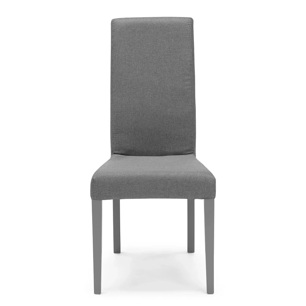 Set 4 sedie imbottite EDI per sala da pranzo, cucina, soggiorno, 100% Made in Italy, design moderno, struttura robusta in legno in tinta, schienale e seduta rivestiti con tessuto sfoderabile colore Grigio