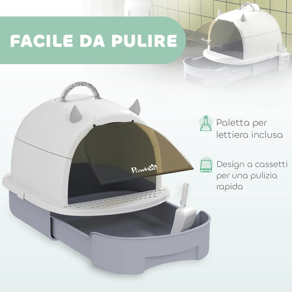 Lettiera per Gatti Chiusa con Filtro ¨C Minimal ¨C Grigio