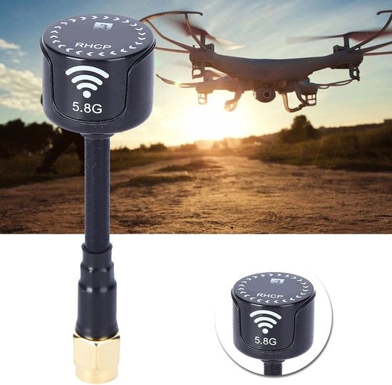 Antenna 3dBi LHCP 5325-5945 MHz 5.8 GHz - Direttrice Alta Gittata - Componenti per Drone RC - Drone FPV da Corsa - SMA Con Ago Interno Nero.
