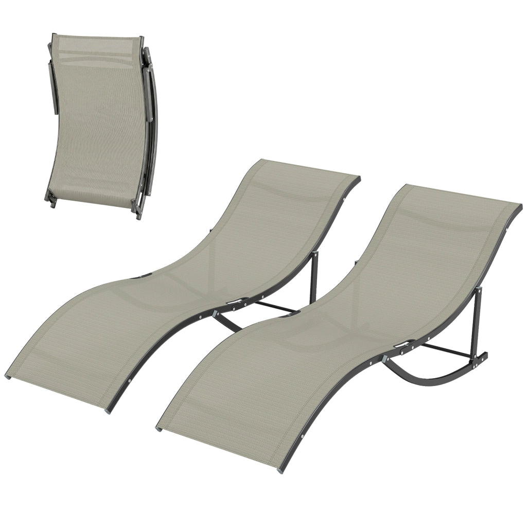 Sdraio Pieghevole da Giardino ¨C Xylo ¨C Alluminio e Textilene 61x165x63cm Set 2 Pezzi