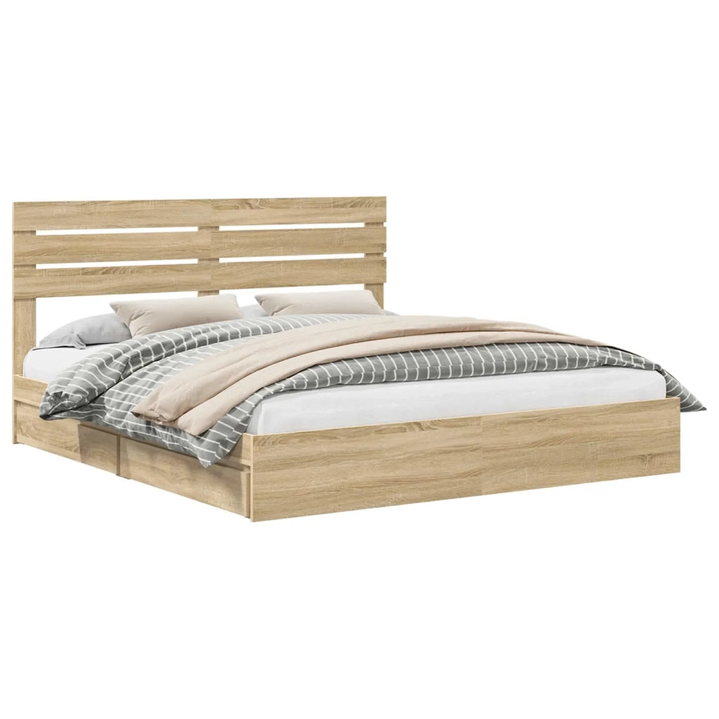 Letto con Contenitore con testiera-Struttura Letto con contenitore Rovere Sonoma 180 x 200 cm 882826
