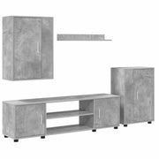 Set mobile TV 4 pz | Armadietto TV | Mobile Porta TV Grigio cemento Legno multistrato