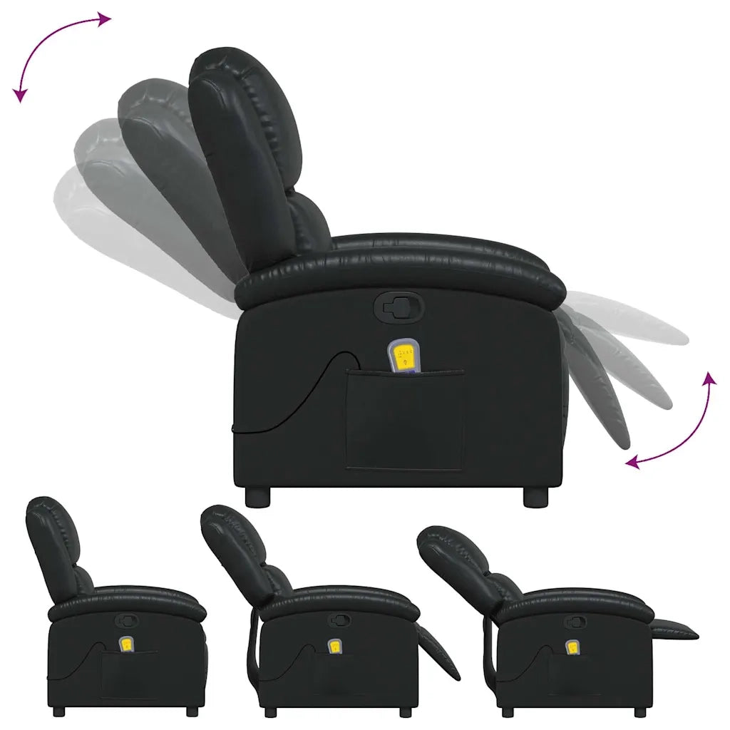 Poltrona Massaggiante Reclinabile Nera in Similpelle 371782