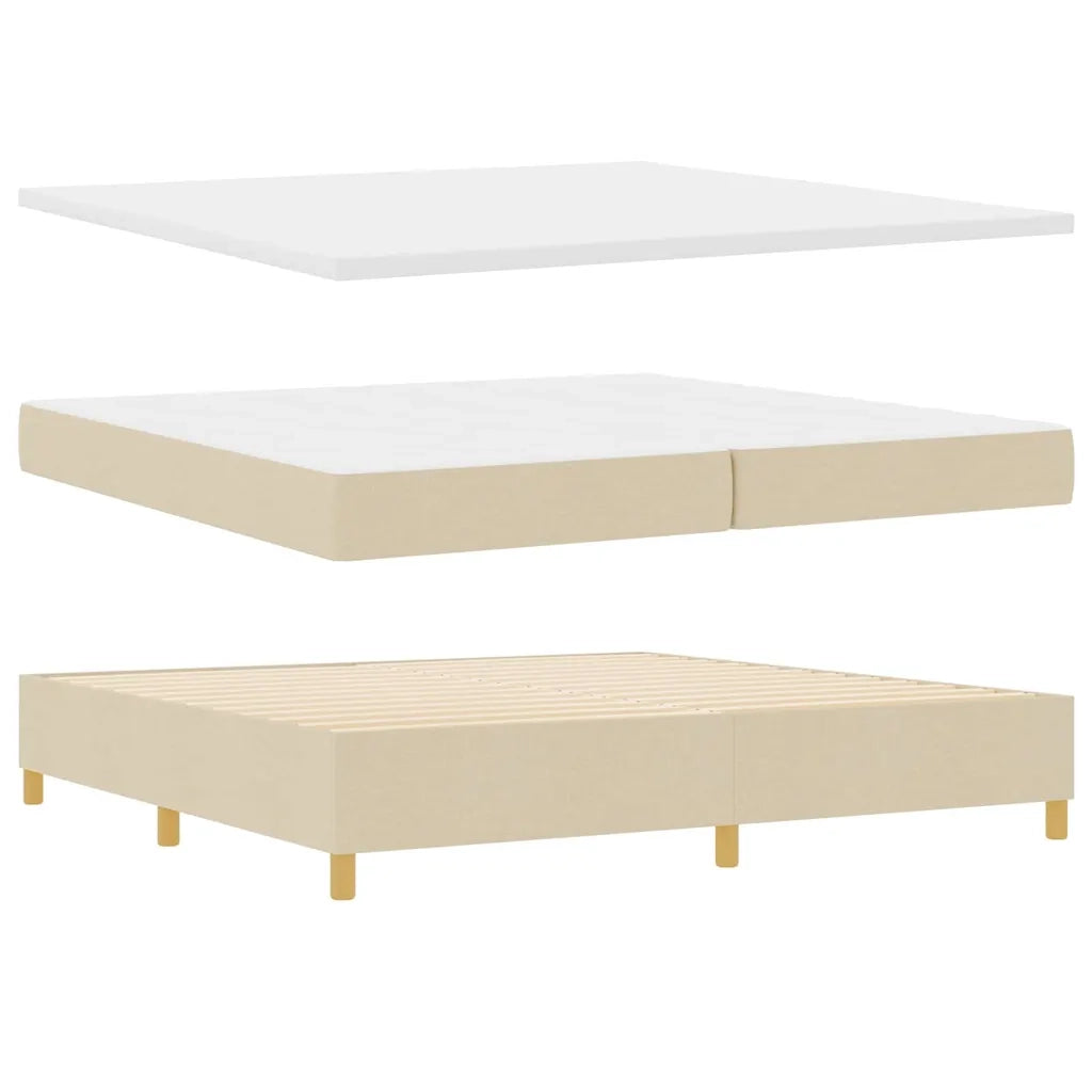 Letto a Sorgente LED con materasso Crema 200 x 200 cm Tessuto