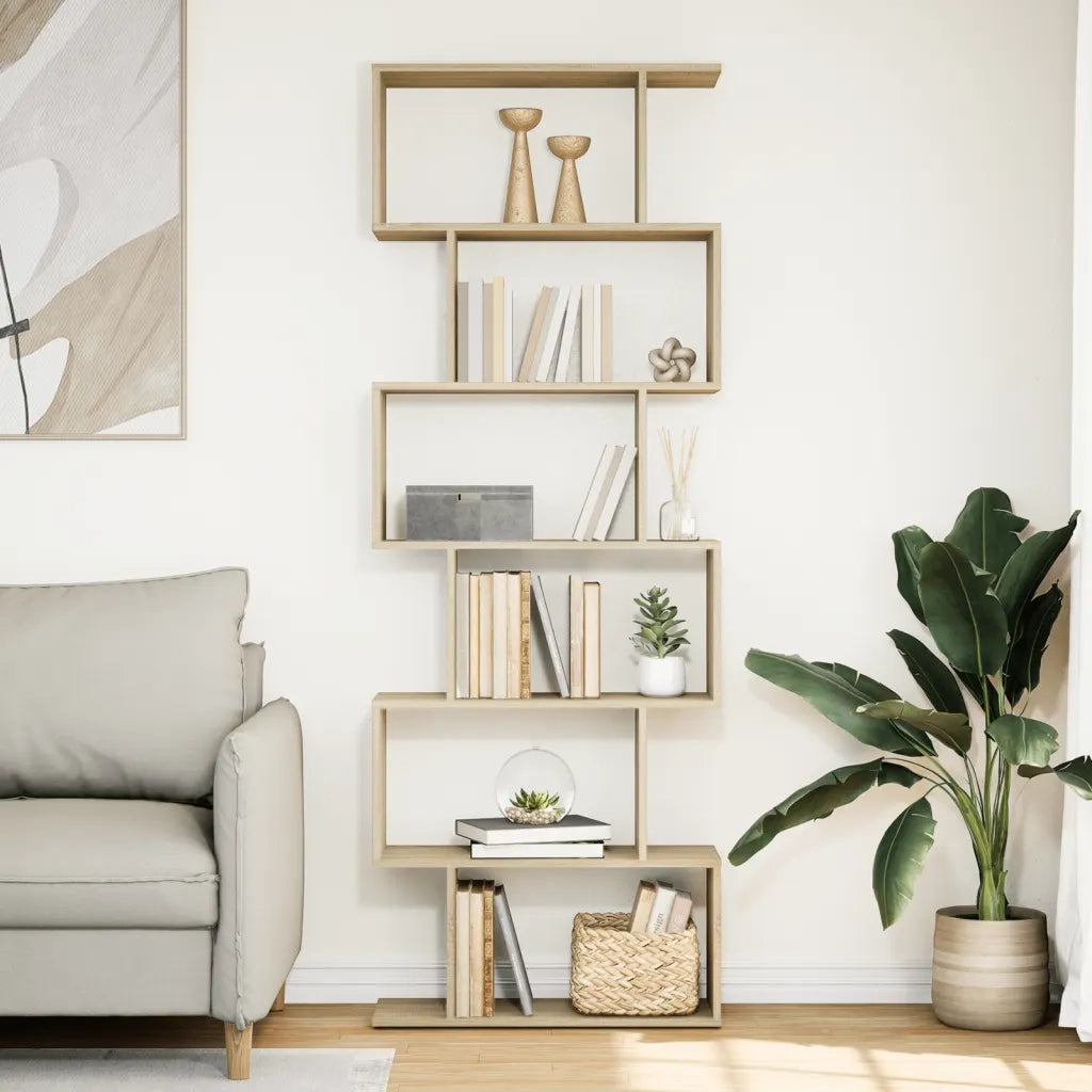 Libreria Divisorio 6 Ripiani Sonoma 70x24x193 cm in Truciolato 858086