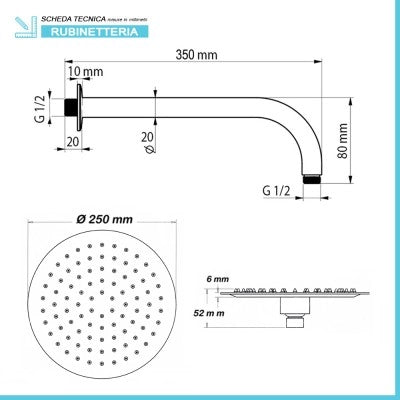 Set doccia con miscelatore Paffoni Blu braccio e soffione 25 cm