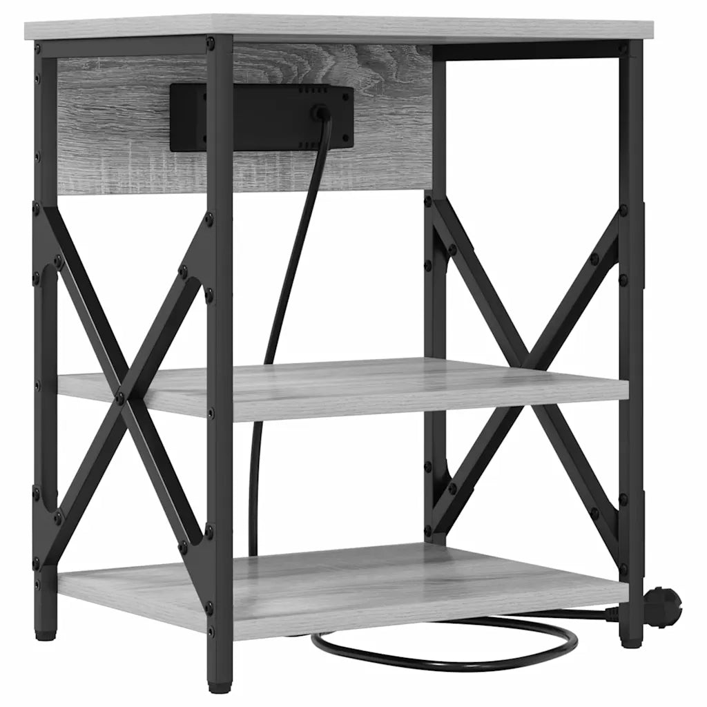 Comodino | Armadio da Notte | Mobiletto da notte con lo scaffale Grigio Sonoma 41 x 31 x 51 cm