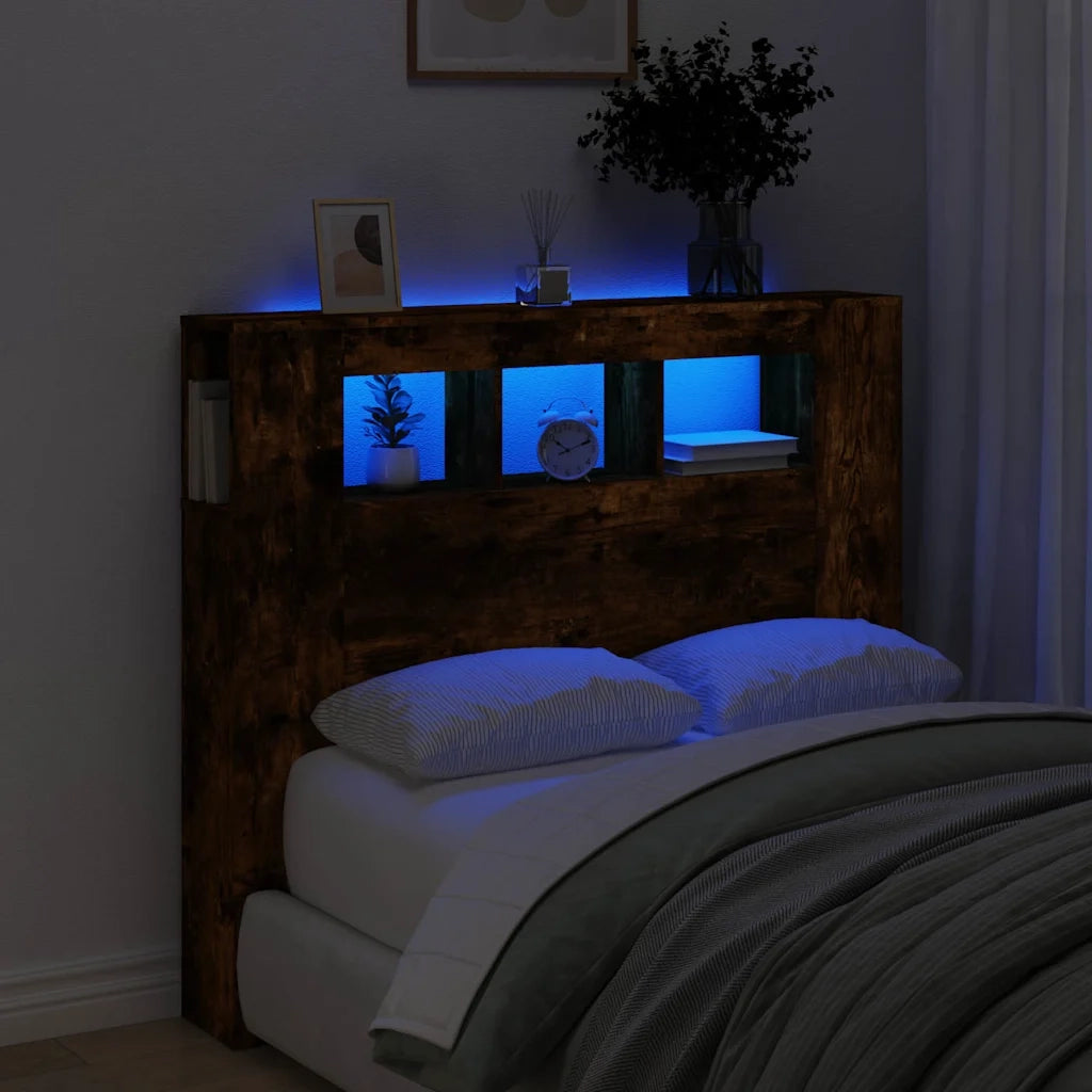 Testiera | Testata LED Rovere Fumo 120x18,5x103,5 cm Legno Multistrato