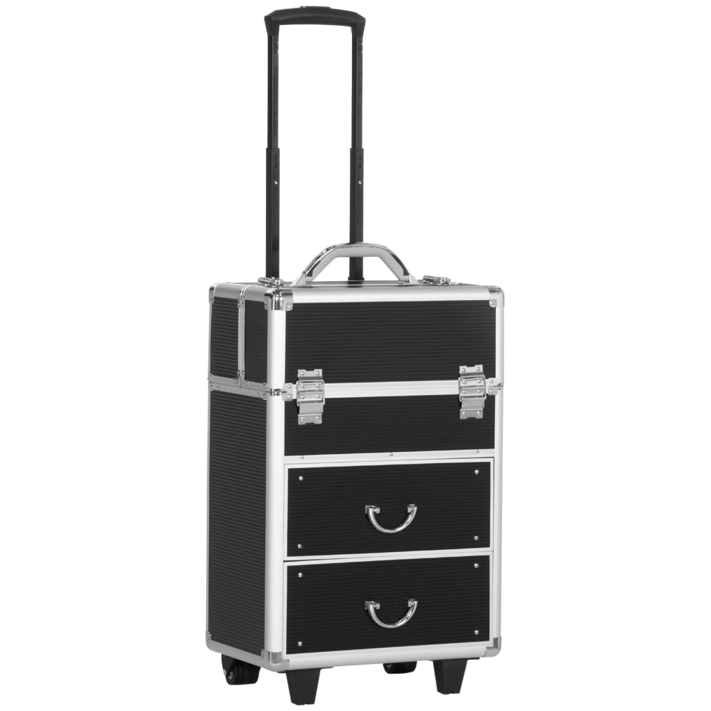 Trolley per trucco con manico telescopico ¨C Xylo ¨C 36x23x58 cm alluminio ABS nero