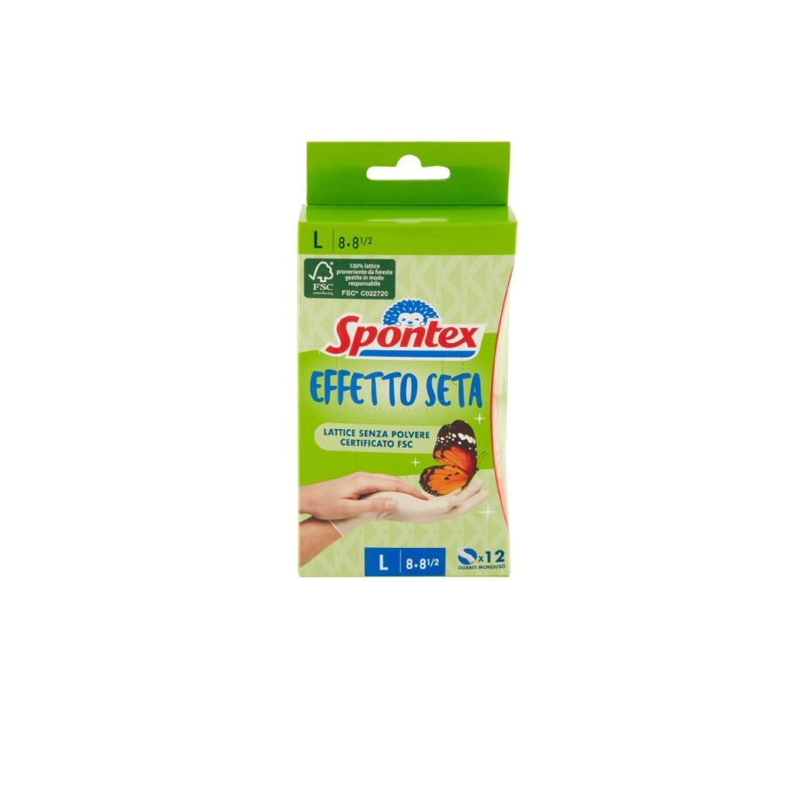GUANTI EFFETTO SETA IN LATTICE NATURALE 100%  TAGLIA L 8/8,5