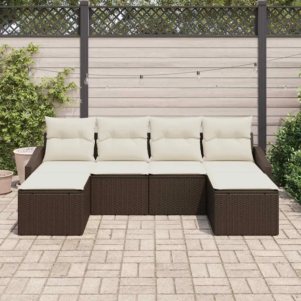 Set da Pranzo per Giardino con cuscino 6 pcs Marrone e Crema 3355497
