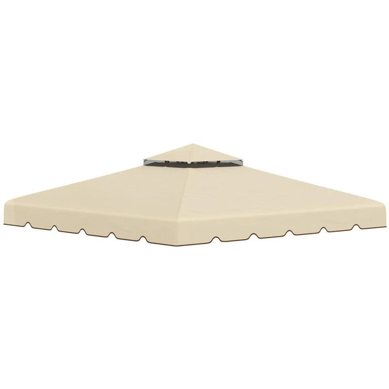 TETTUCCIO DI RICAMBIO PER GAZEBO DA GIARDINO 3X3M CON TETTO A 2 LIVELLI IN POLIESTERE BEIGE