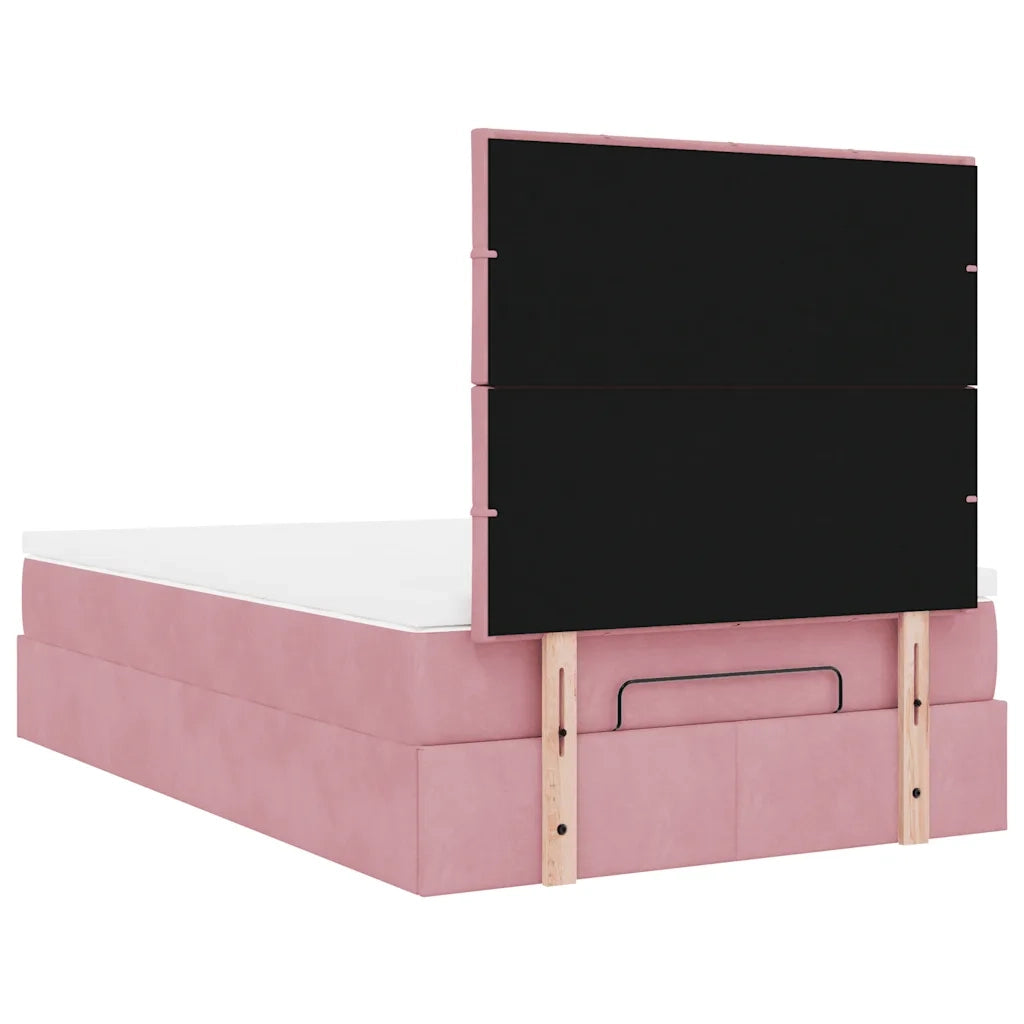 Struttura Letto Pouf con Materasso Rosa 120x200 cm Velluto 3314317