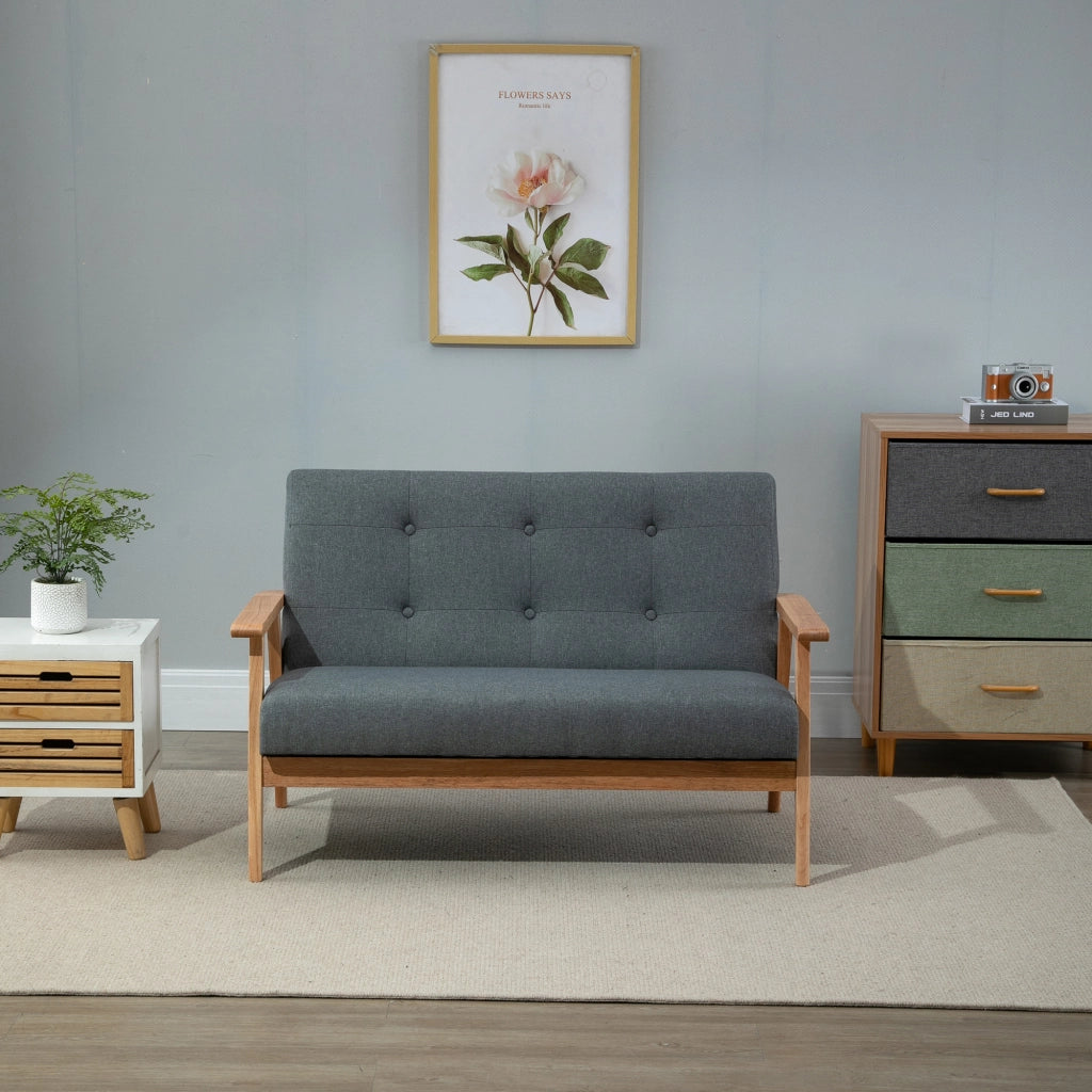 Divano 2 posti ¨C Minimal ¨C Tessuto, Legno, 115 cm, Grigio scuro