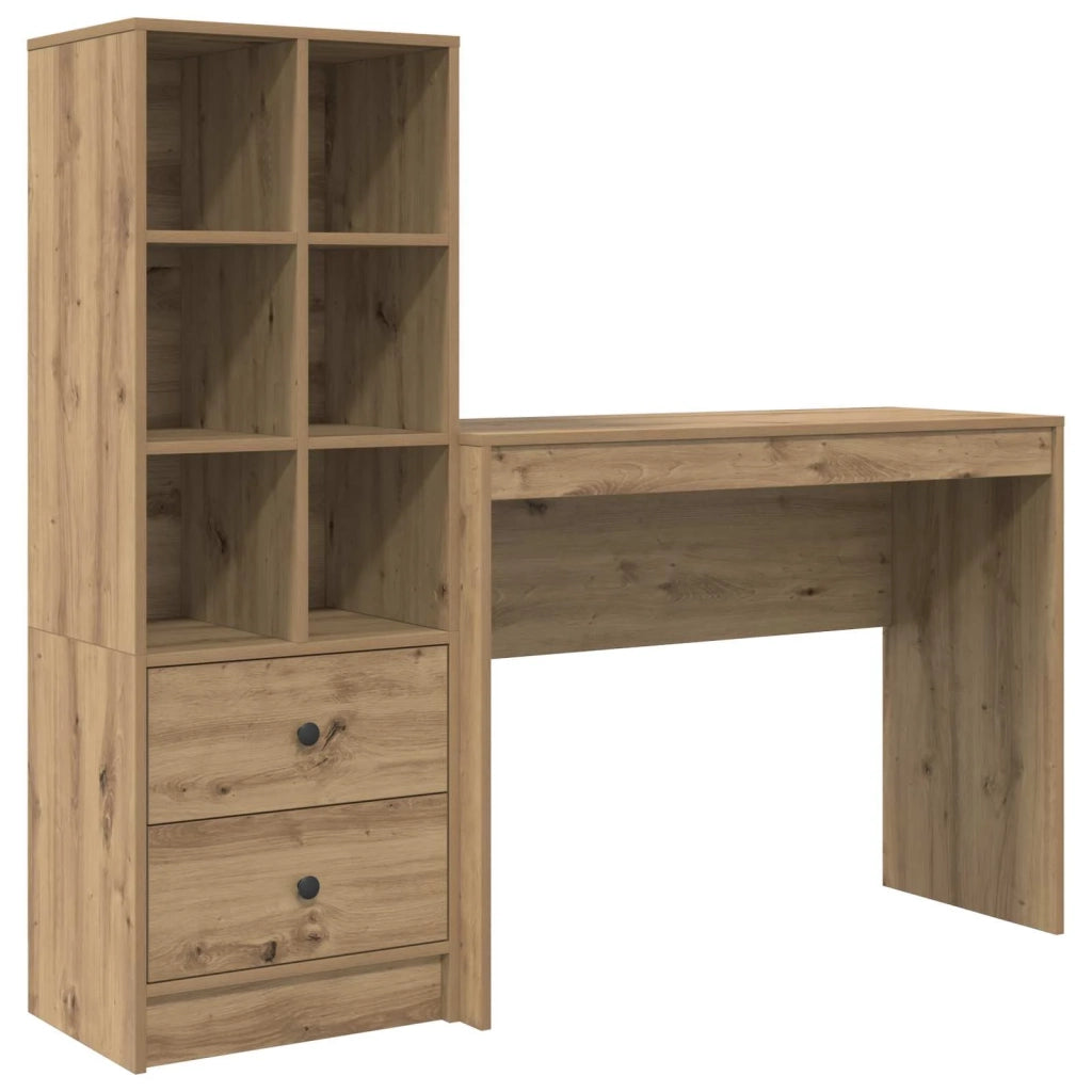 Scrivania con cassetto con lo scaffale 2 pcs Rovere artigianale 3337336