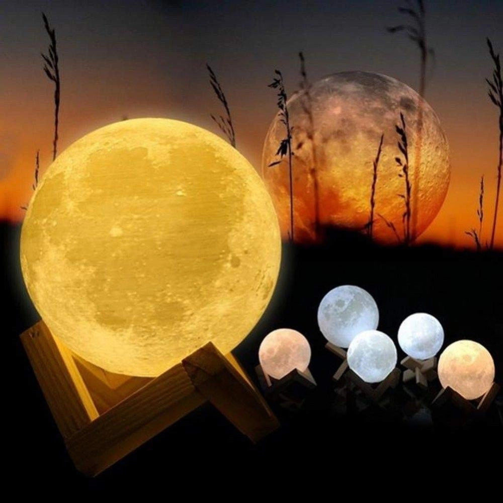 Trade Shop - Lampada Led 3d A Forma Di Luna Usb Luna Luce Regolabile Notturna Con Filo -